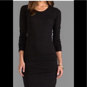 Monrow ribbed long sleeve tube dress xs black